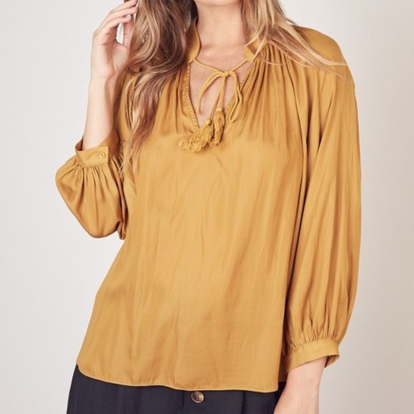 mustard satin blouse